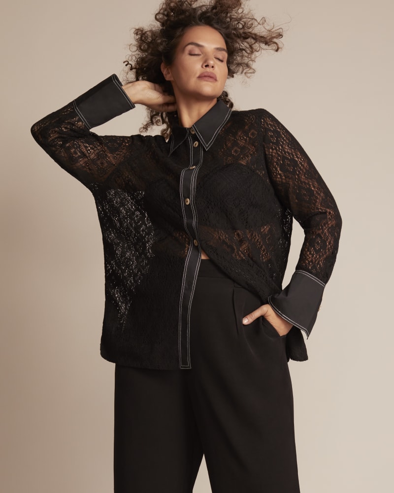 Plus Size Haven Cotton Lace Shirt | BLACK